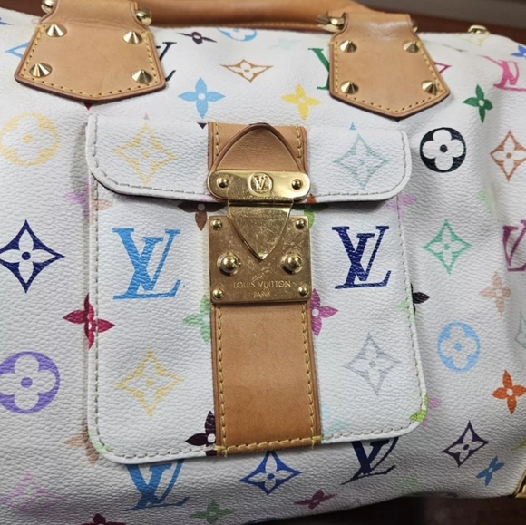 Auth Louis Vuitton Speedy 30 Multicolor White Bag - Picture 6 of 15